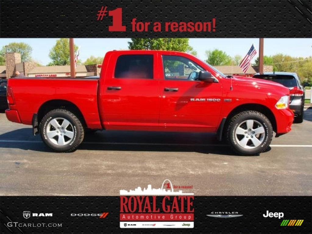 2012 Ram 1500 Express Crew Cab 4x4 - Flame Red / Dark Slate Gray/Medium Graystone photo #1