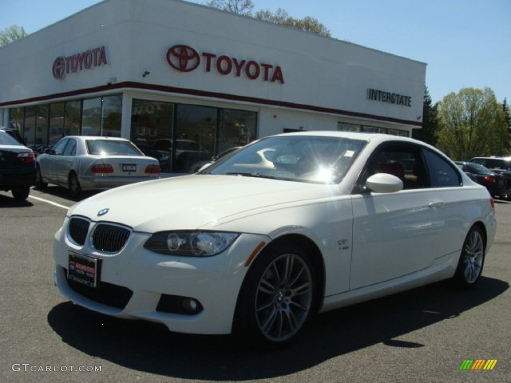2009 3 Series 328xi Coupe - Alpine White / Coral Red/Black Dakota Leather photo #1