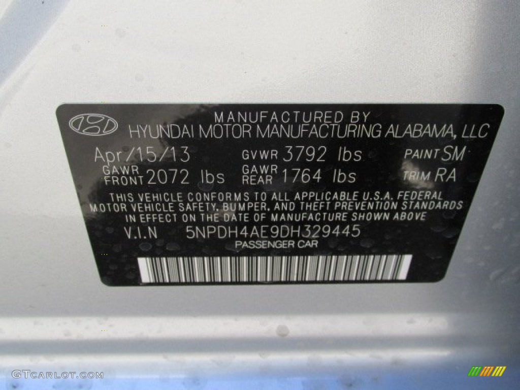 2013 Elantra GLS - Silver / Gray photo #10