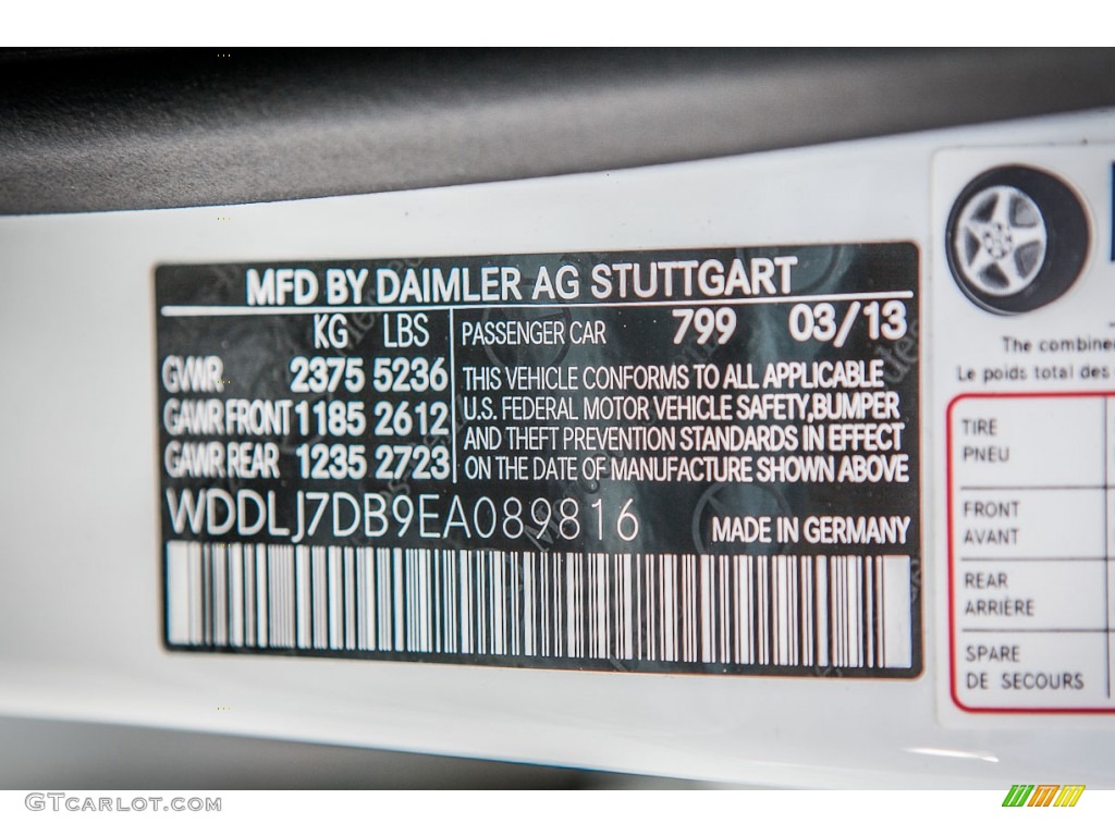 2014 CLS Color Code 799 for Diamond White Metallic Photo #80585534