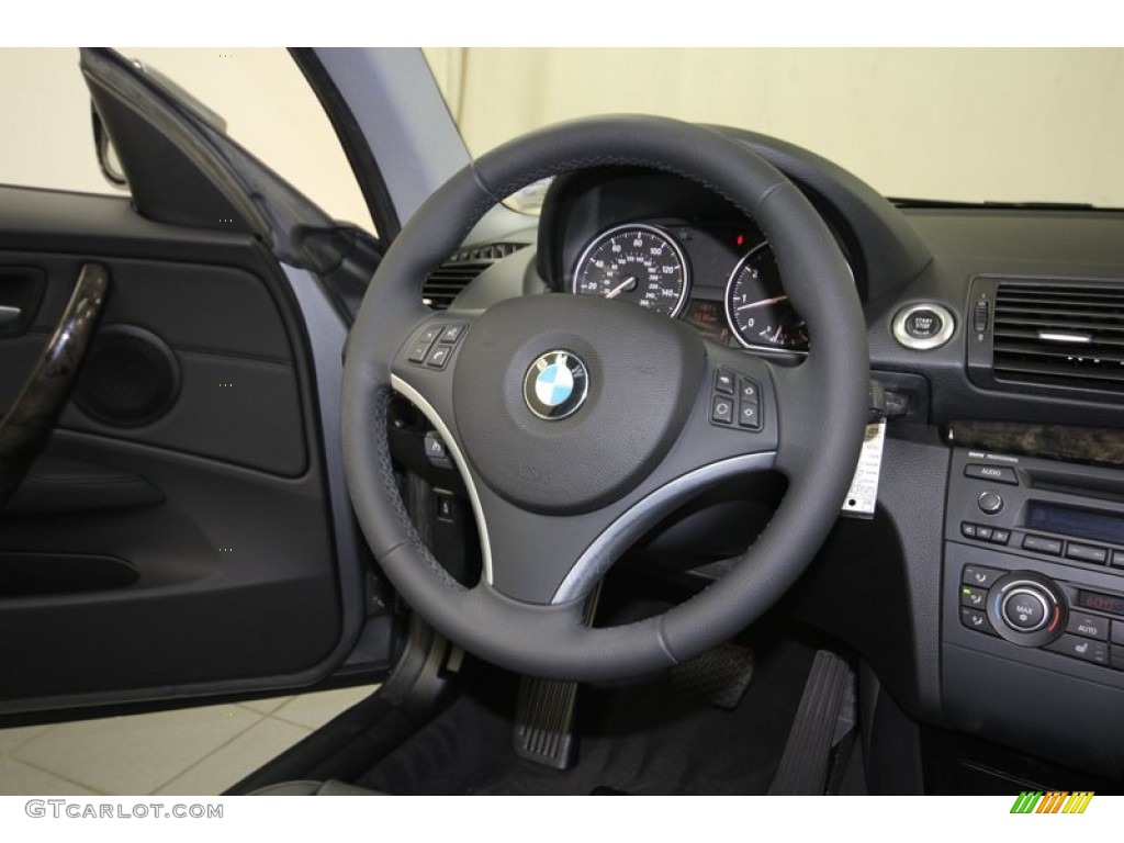 2011 BMW 1 Series 128i Coupe Black Steering Wheel Photo #80588785