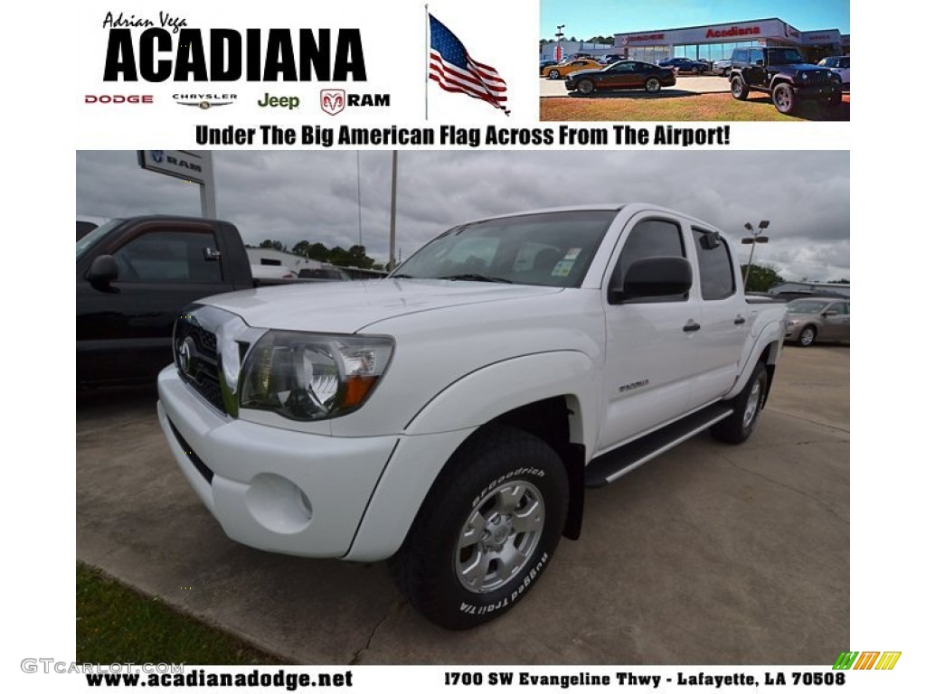 2011 Tacoma V6 TRD PreRunner Double Cab - Super White / Graphite Gray photo #1