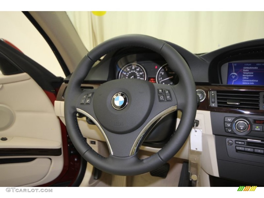 2012 BMW 3 Series 328i Coupe Cream Beige Steering Wheel Photo #80591827