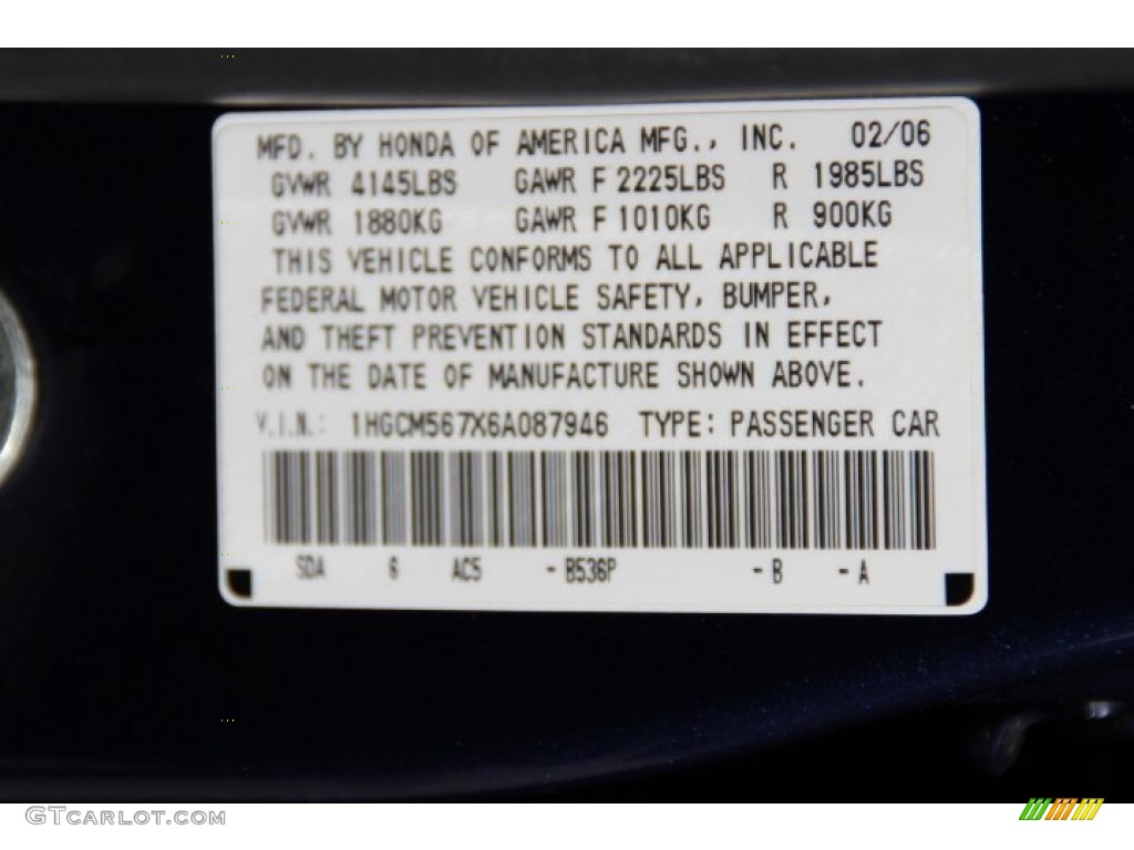 2006 Accord EX Sedan - Royal Blue Pearl / Gray photo #26