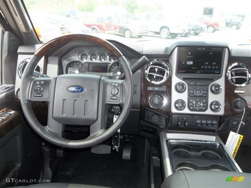 2013 Ford F350 Super Duty Platinum Crew Cab 4x4 Platinum Black Leather Dashboard Photo #80601265