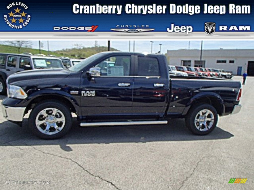 2013 1500 Laramie Quad Cab 4x4 - True Blue Pearl / Canyon Brown/Light Frost Beige photo #1