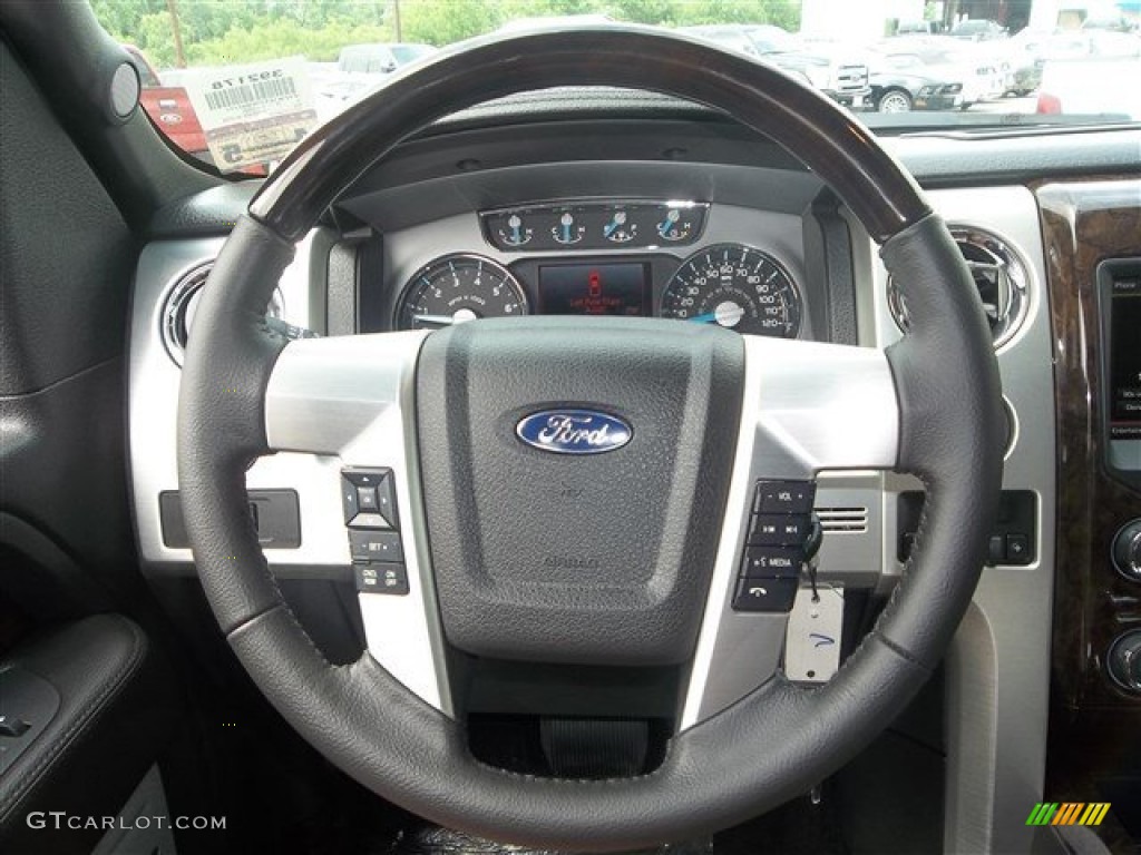 2013 Ford F150 Platinum SuperCrew 4x4 Platinum Unique Pecan Leather Steering Wheel Photo #80602234