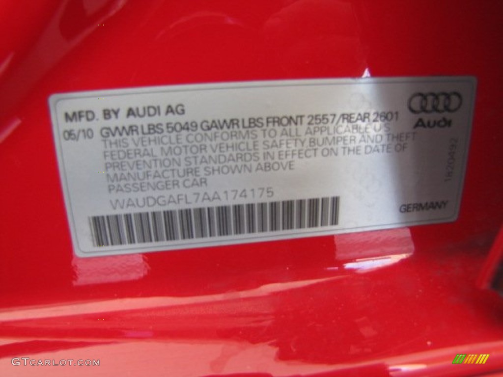 2010 Audi S4 3.0 quattro Sedan Info Tag Photo #80603431