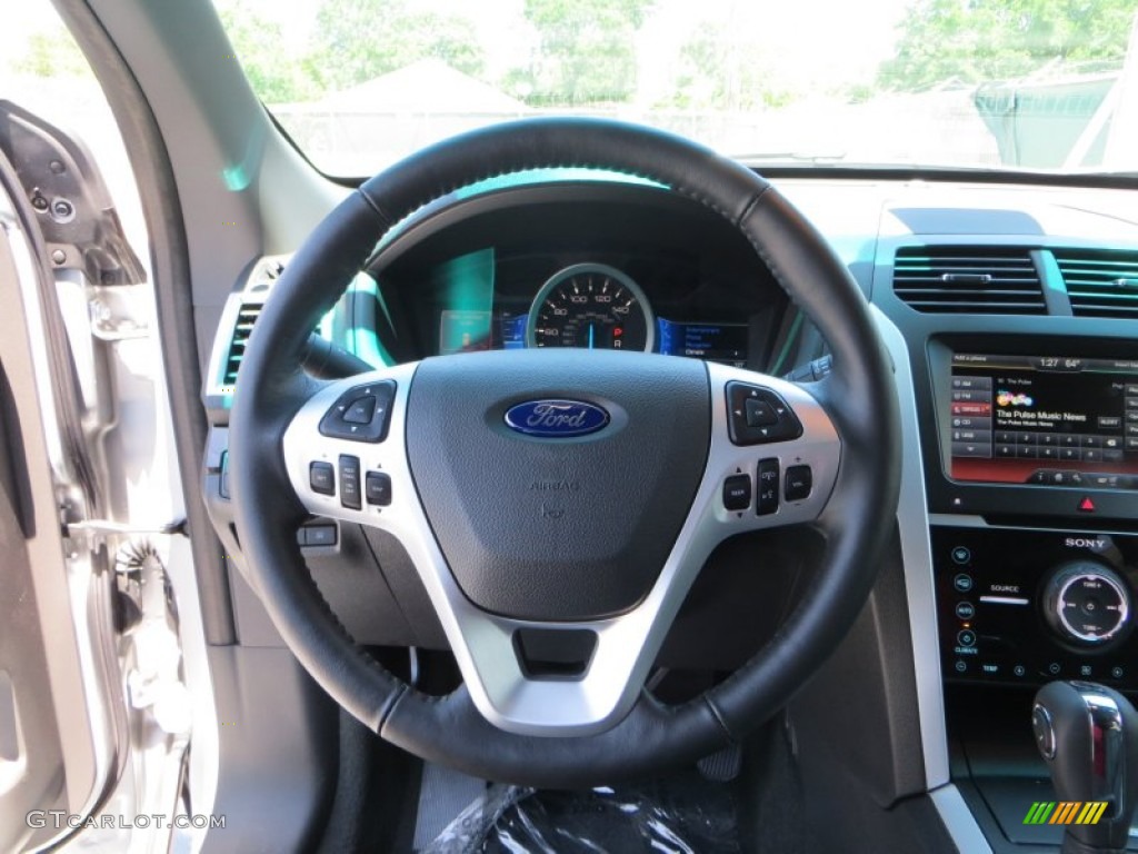 2013 Ford Explorer Limited Charcoal Black Steering Wheel Photo #80604783
