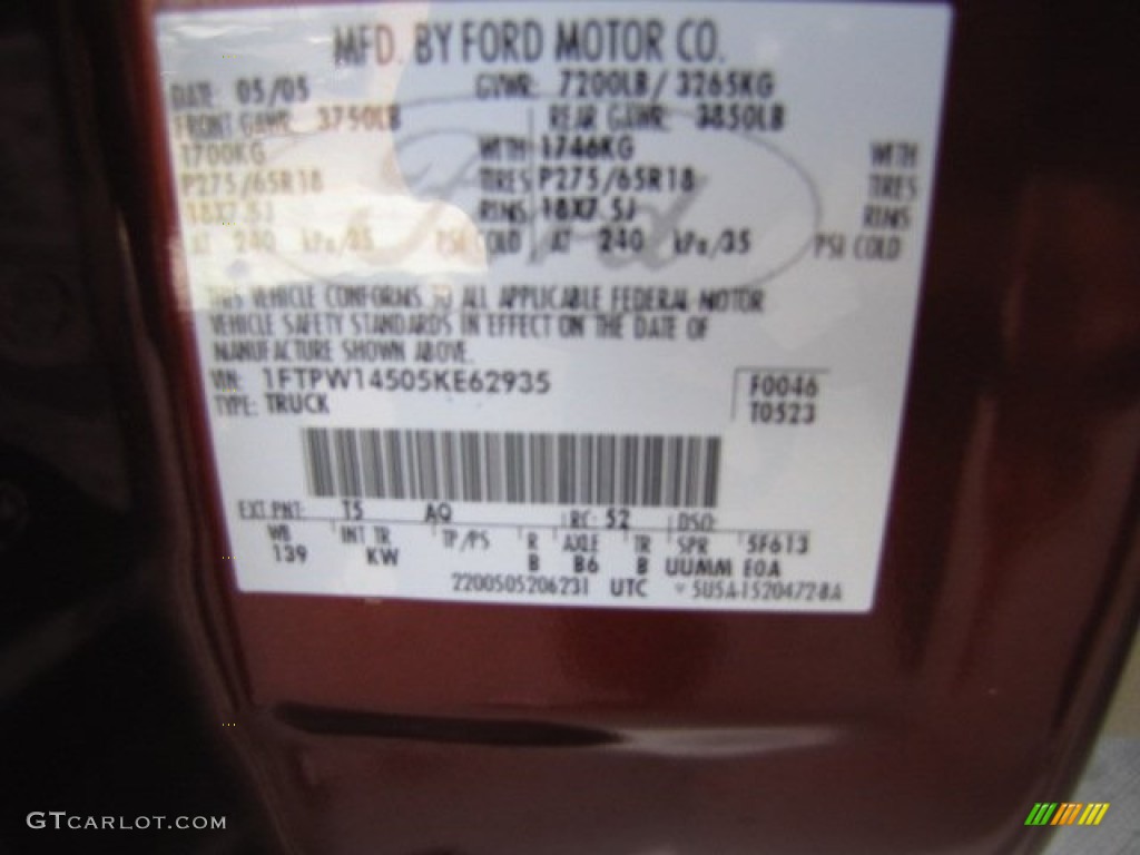 2005 F150 King Ranch SuperCrew 4x4 - Dark Toreador Red Metallic / Castano Brown Leather photo #60