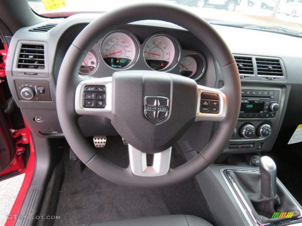 2013 Dodge Challenger R/T Classic Dark Slate Gray Steering Wheel Photo #80609106