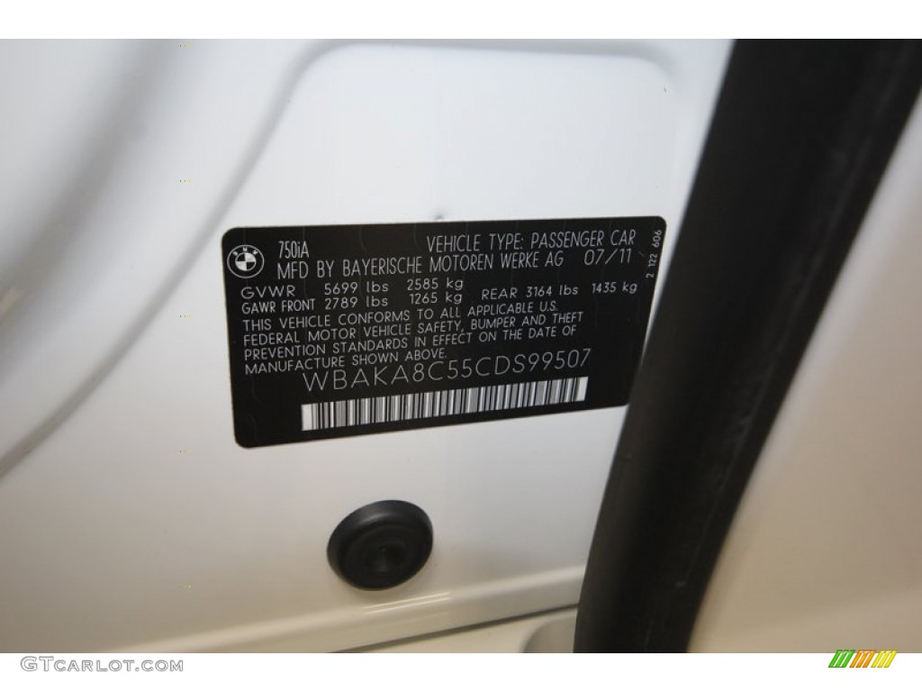 2012 7 Series 750i Sedan - Alpine White / Oyster photo #9