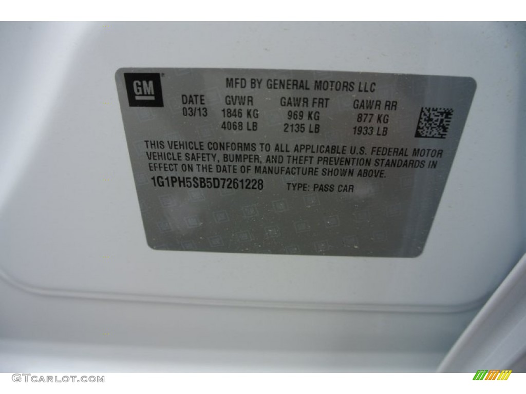 2013 Cruze ECO - Summit White / Medium Titanium photo #7