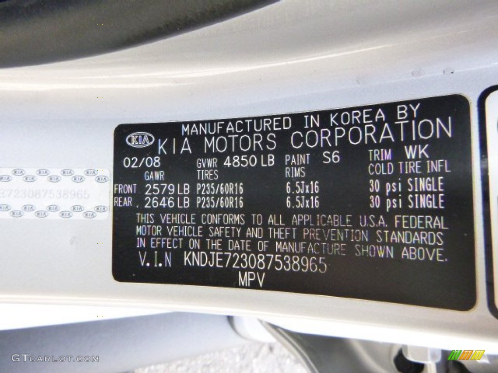 2008 Kia Sportage LX V6 4x4 Color Code Photos