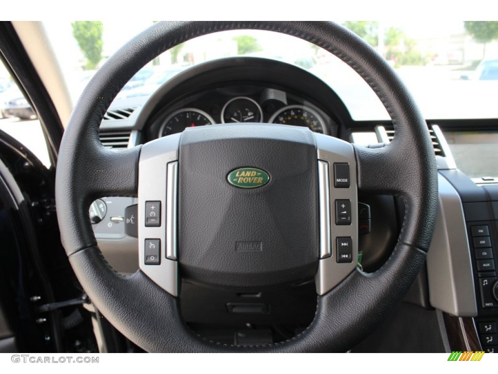 2008 Land Rover Range Rover Sport HSE Ebony Black Steering Wheel Photo #80617901