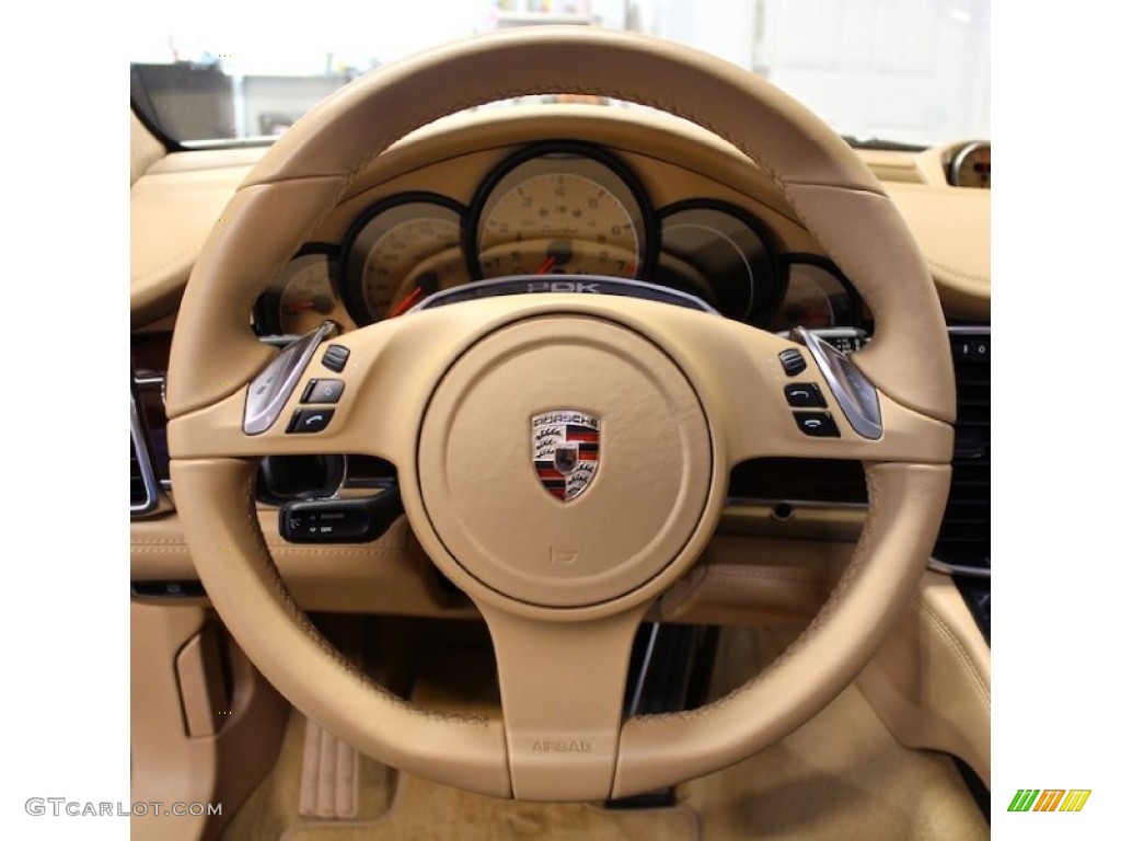 2011 Porsche Panamera Turbo Luxor Beige Steering Wheel Photo #80621380