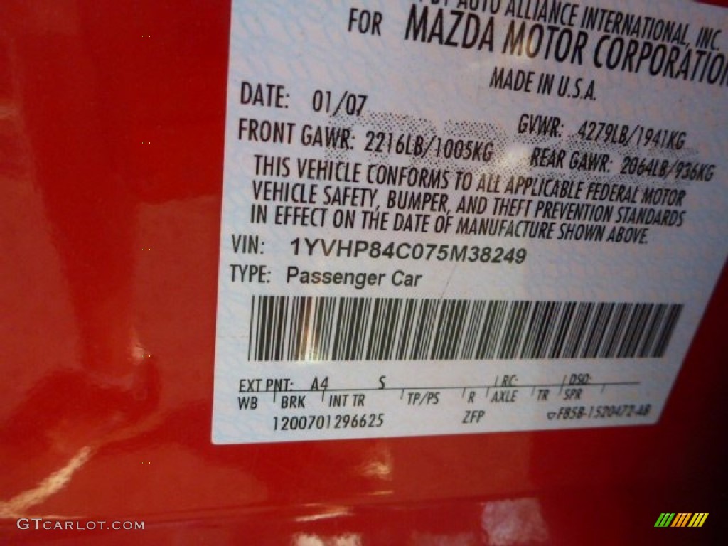 2007 MAZDA6 i Touring Hatchback - Volcanic Red / Black photo #20