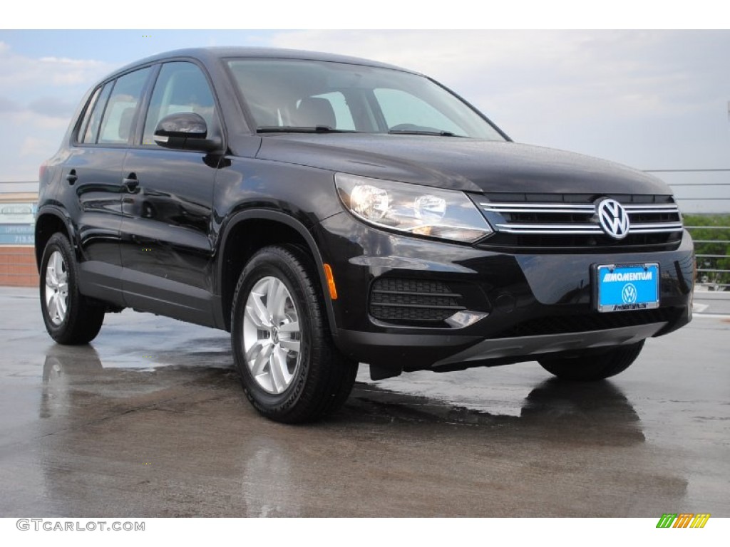2013 Tiguan S - Deep Black Metallic / Black photo #1