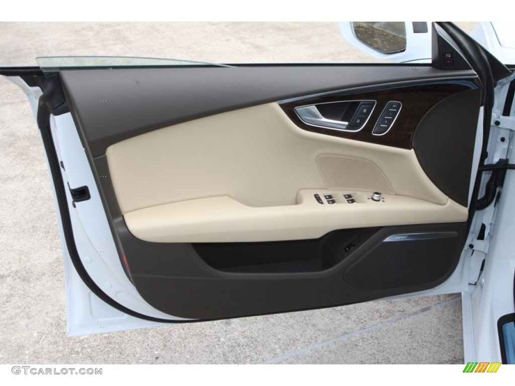 2013 Audi A7 3.0T quattro Premium Plus Velvet Beige Door Panel Photo #80640570