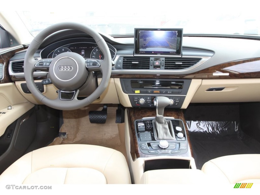 2013 Audi A7 3.0T quattro Premium Plus Velvet Beige Dashboard Photo #80640666
