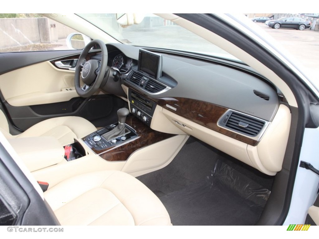 2013 Audi A7 3.0T quattro Premium Plus Velvet Beige Dashboard Photo #80640775
