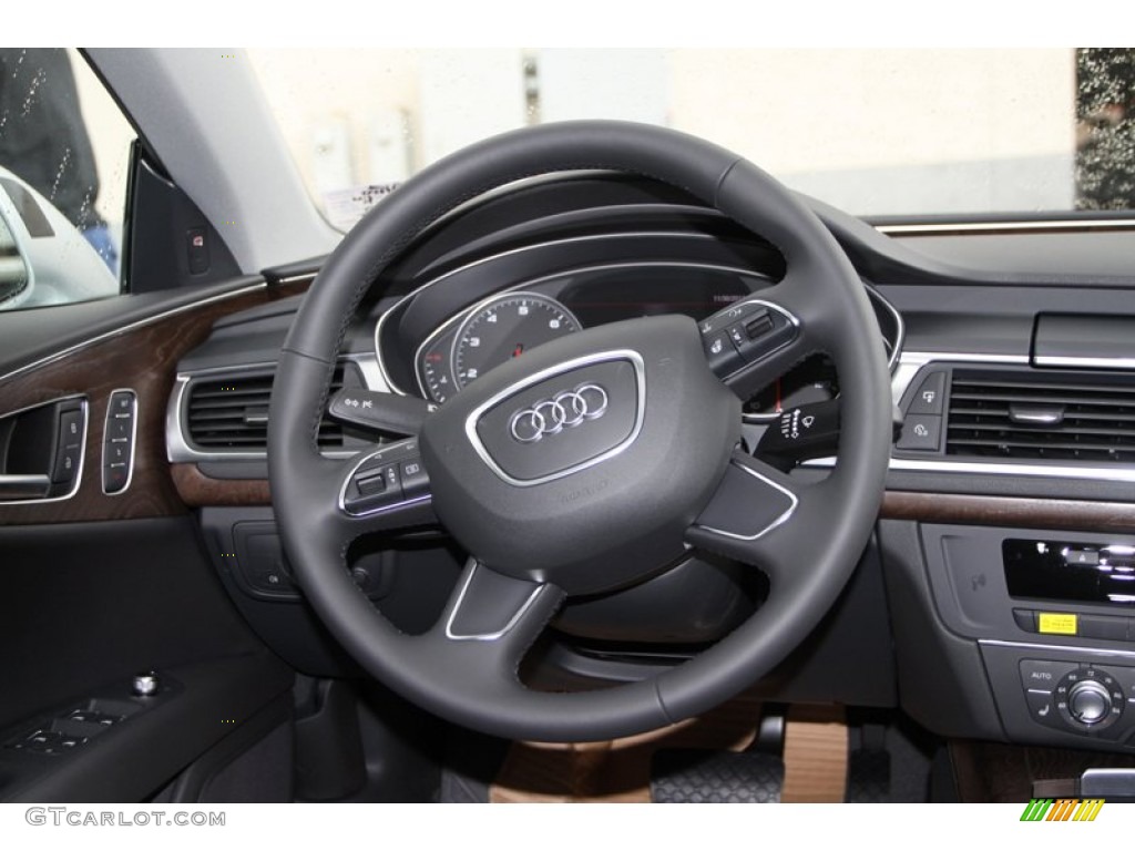 2013 Audi A7 3.0T quattro Premium Plus Black Steering Wheel Photo #80641184