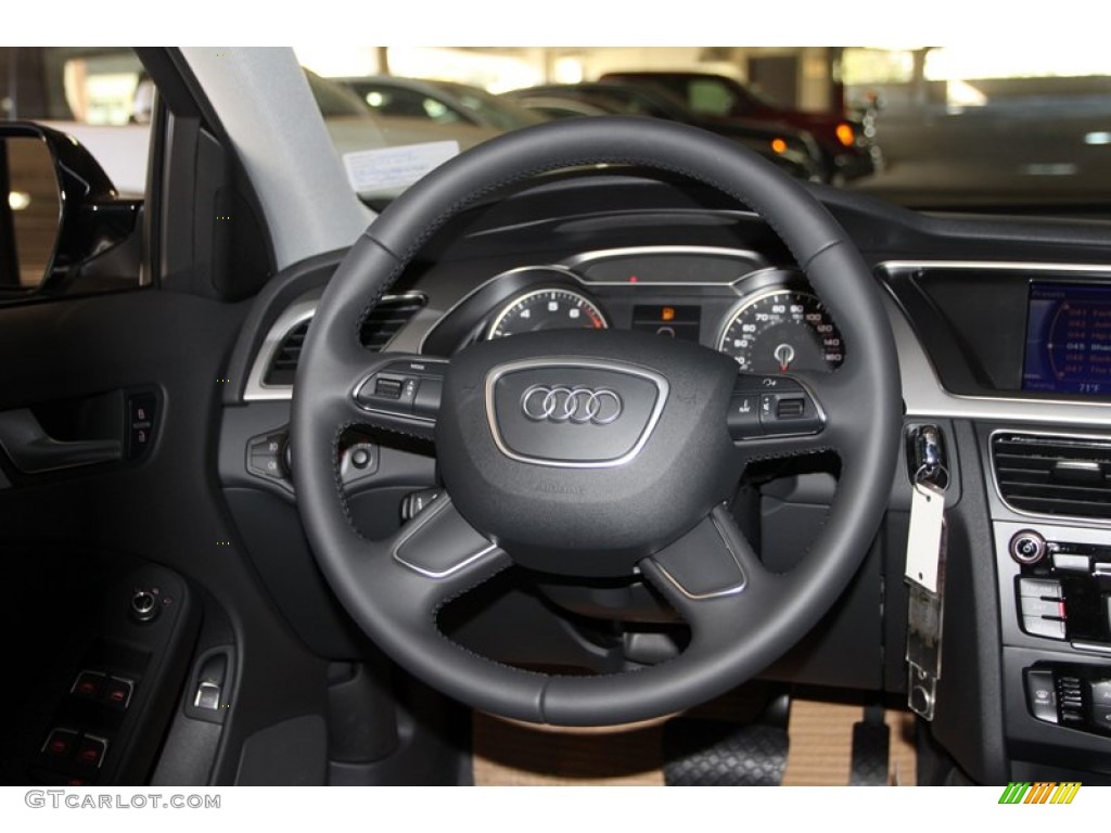 2013 Audi A4 2.0T Sedan Black Steering Wheel Photo #80643334