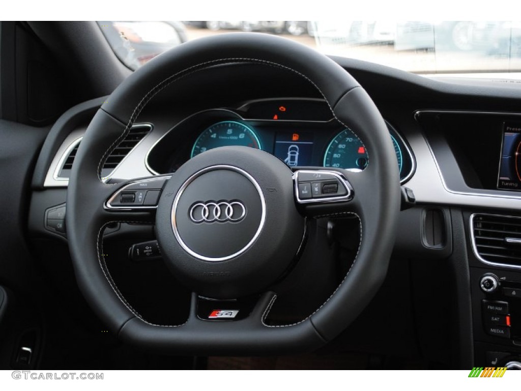2013 Audi S4 3.0T quattro Sedan Black Steering Wheel Photo #80645221