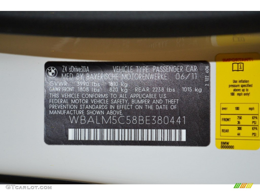 2011 Z4 sDrive30i Roadster - Alpine White / Black photo #8
