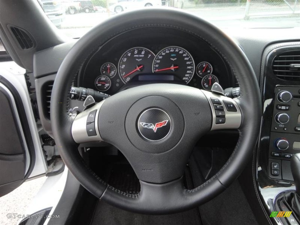 2011 Chevrolet Corvette Grand Sport Convertible Ebony Black Steering Wheel Photo #80648290