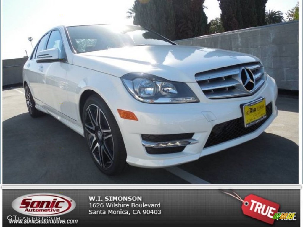 2013 C 250 Sport - Diamond White Metallic / Black/Red Stitch w/DINAMICA Inserts photo #1