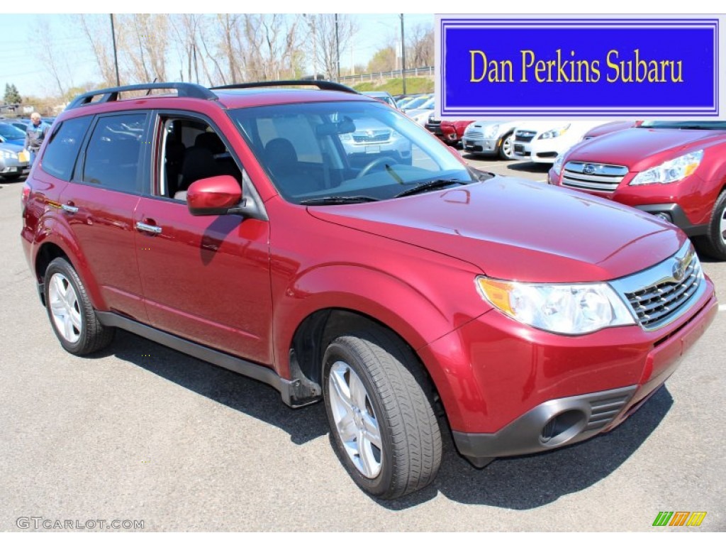 2009 Forester 2.5 X Premium - Camellia Red Pearl / Black photo #1