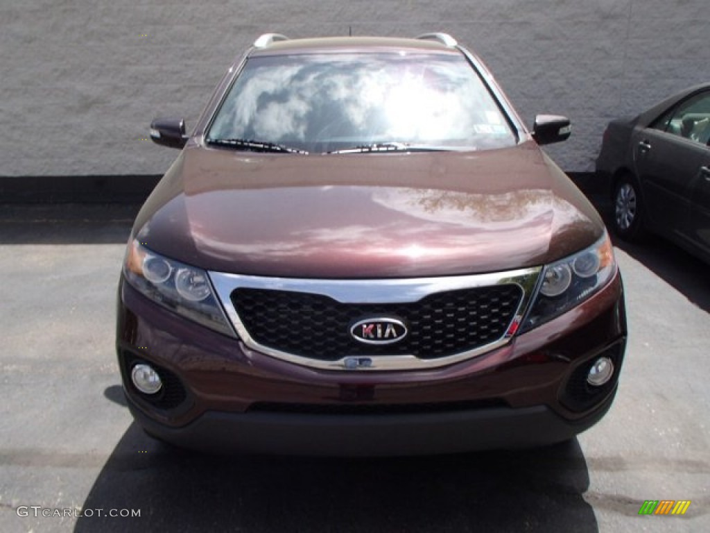 2011 Sorento LX AWD - Dark Cherry / Black photo #2