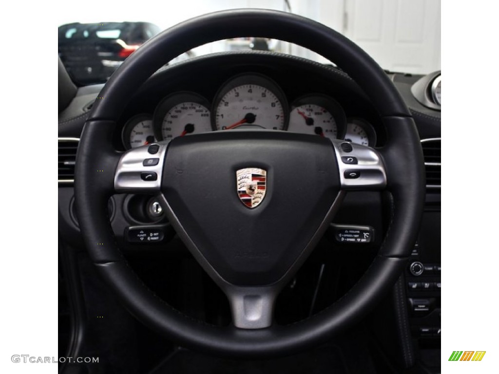 2009 Porsche 911 Turbo Cabriolet Black Steering Wheel Photo #80679169