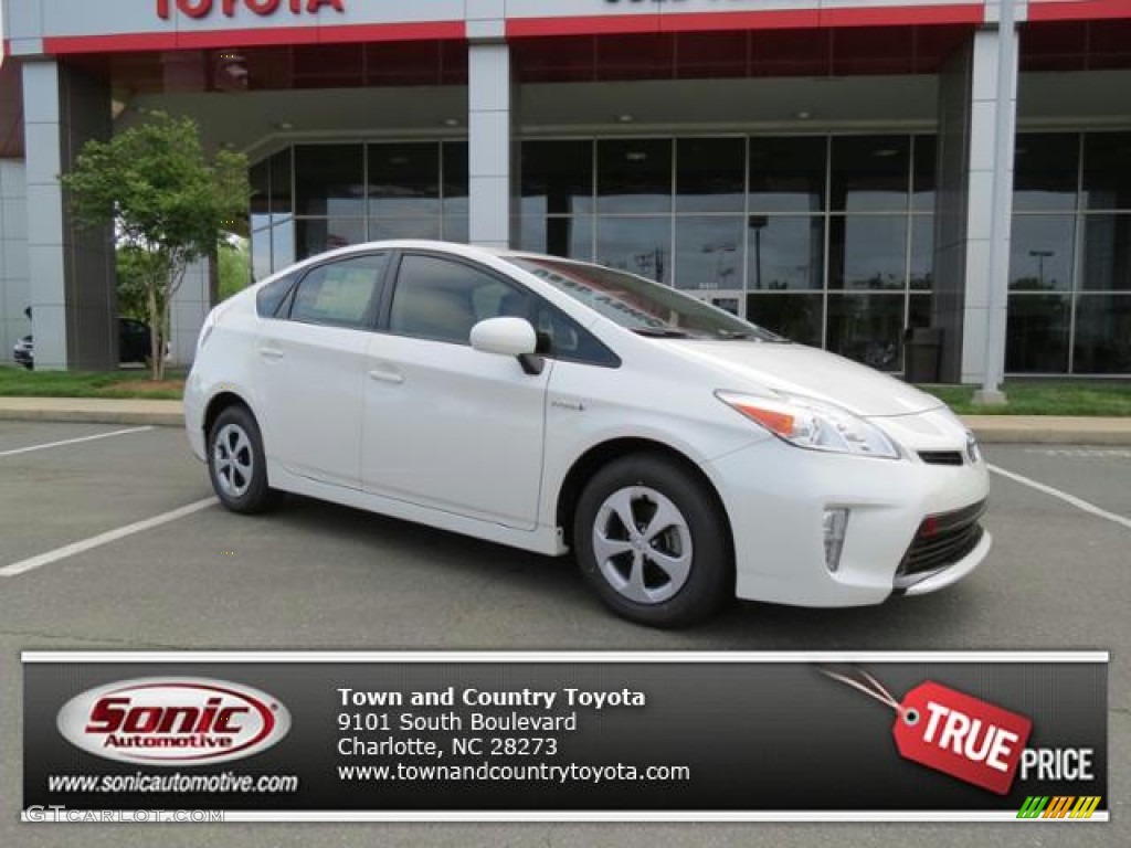 2013 Prius Two Hybrid - Blizzard White Pearl / Bisque photo #1