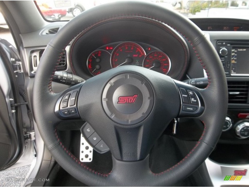 2012 Subaru Impreza WRX STi Limited 4 Door STi Limited Carbon Black Steering Wheel Photo #80680669
