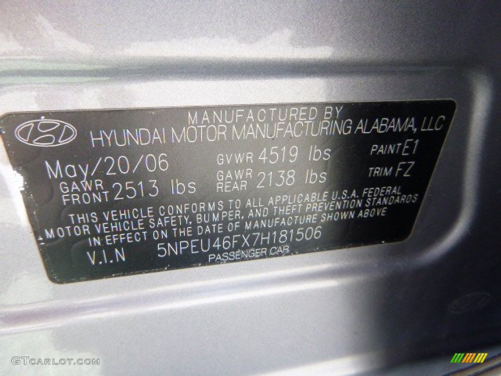 2007 Sonata SE V6 - Steel Gray / Gray photo #24