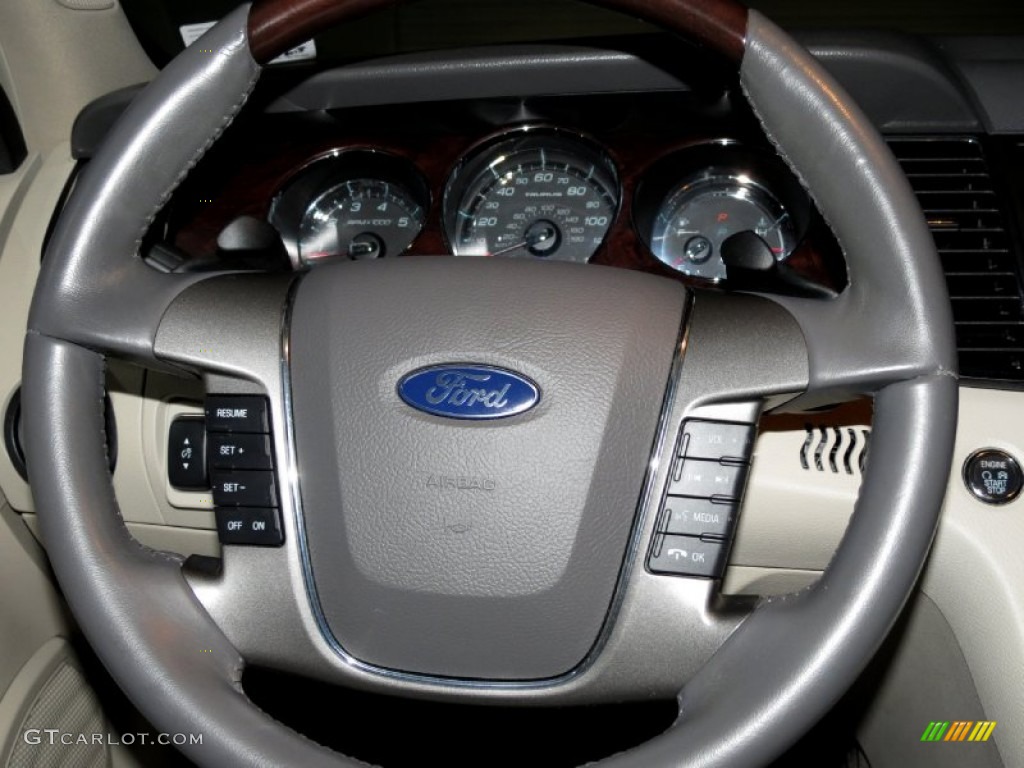 2010 Ford Taurus Limited Light Stone Steering Wheel Photo #80692852