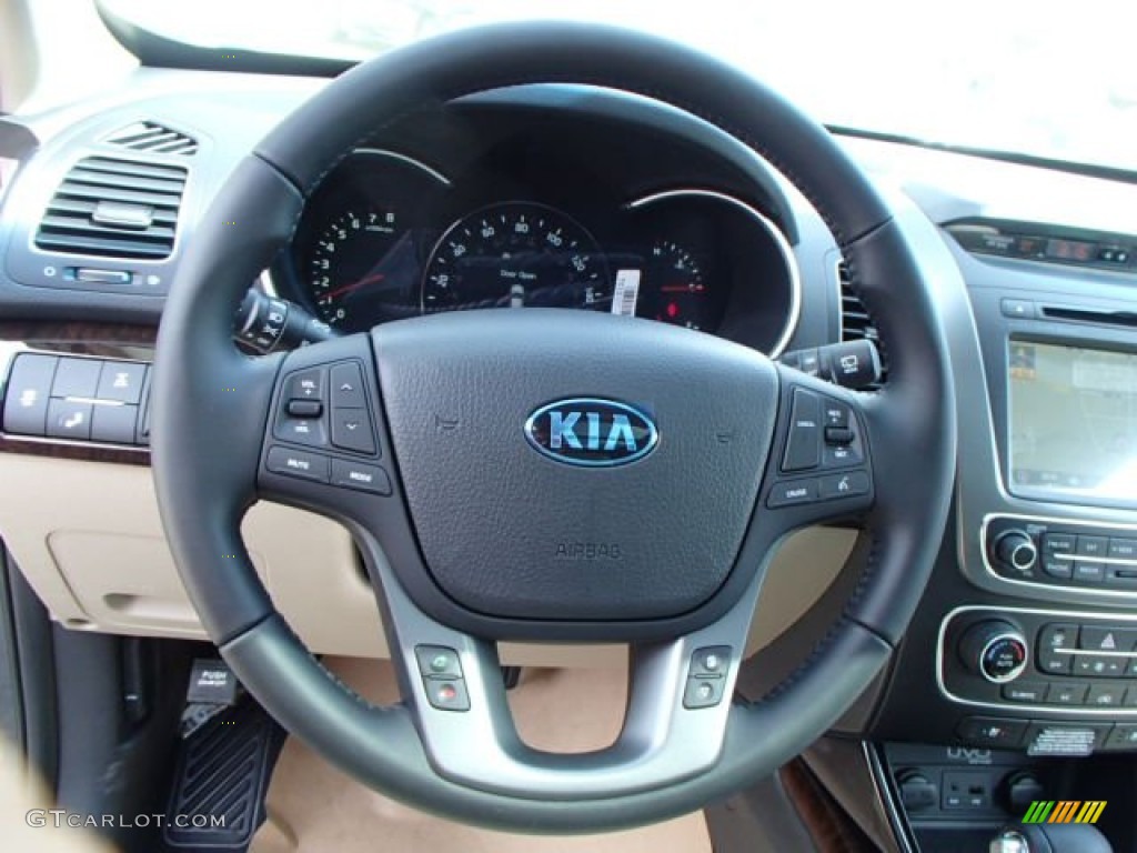 2014 Kia Sorento EX V6 AWD Beige Steering Wheel Photo #80698043