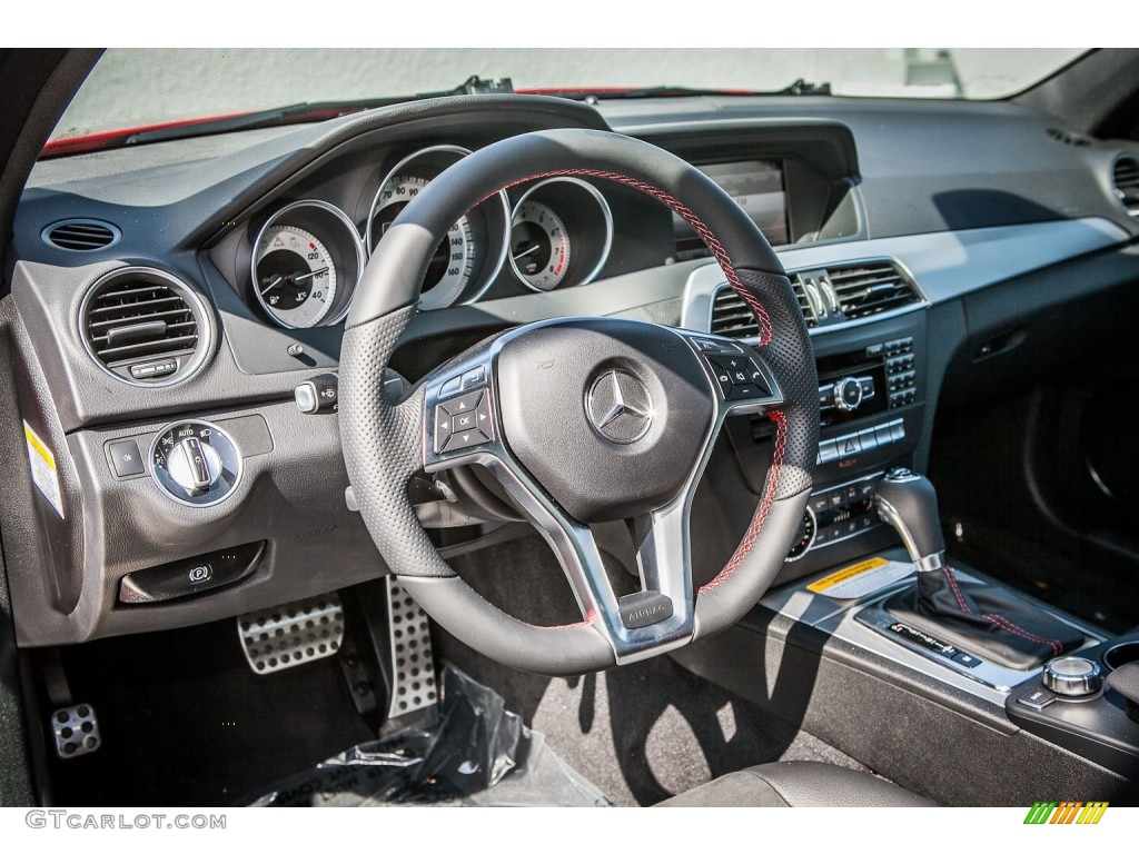 2013 Mercedes-Benz C 250 Sport Black/Red Stitch w/DINAMICA Inserts Dashboard Photo #80705207