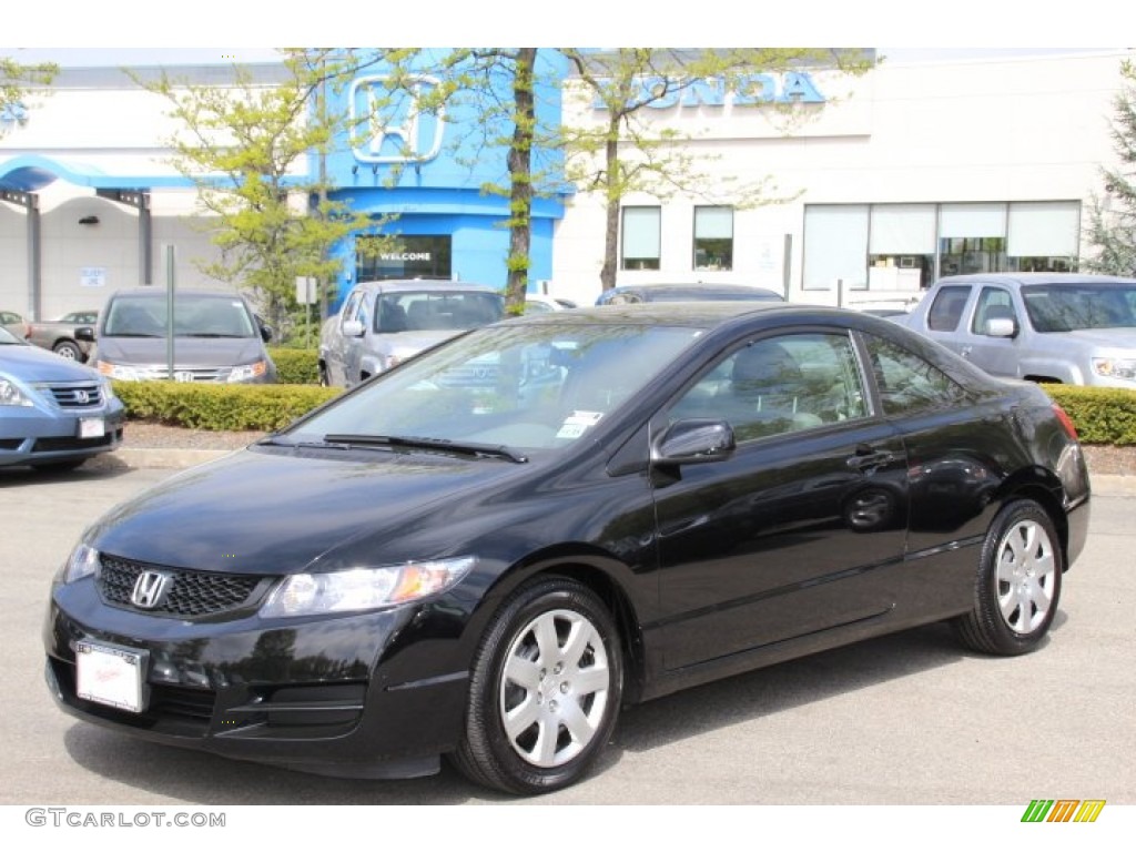 2011 Civic LX Coupe - Crystal Black Pearl / Gray photo #1