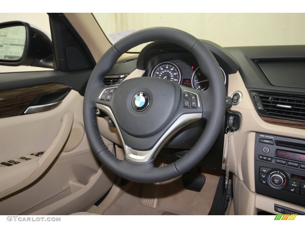 2014 BMW X1 sDrive28i Beige Steering Wheel Photo #80715920