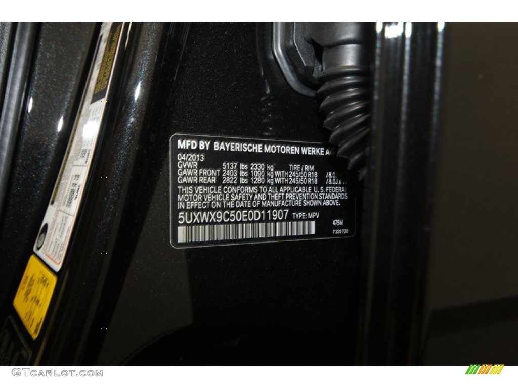 2014 X3 Color Code 475 for Black Sapphire Metallic Photo #80716058