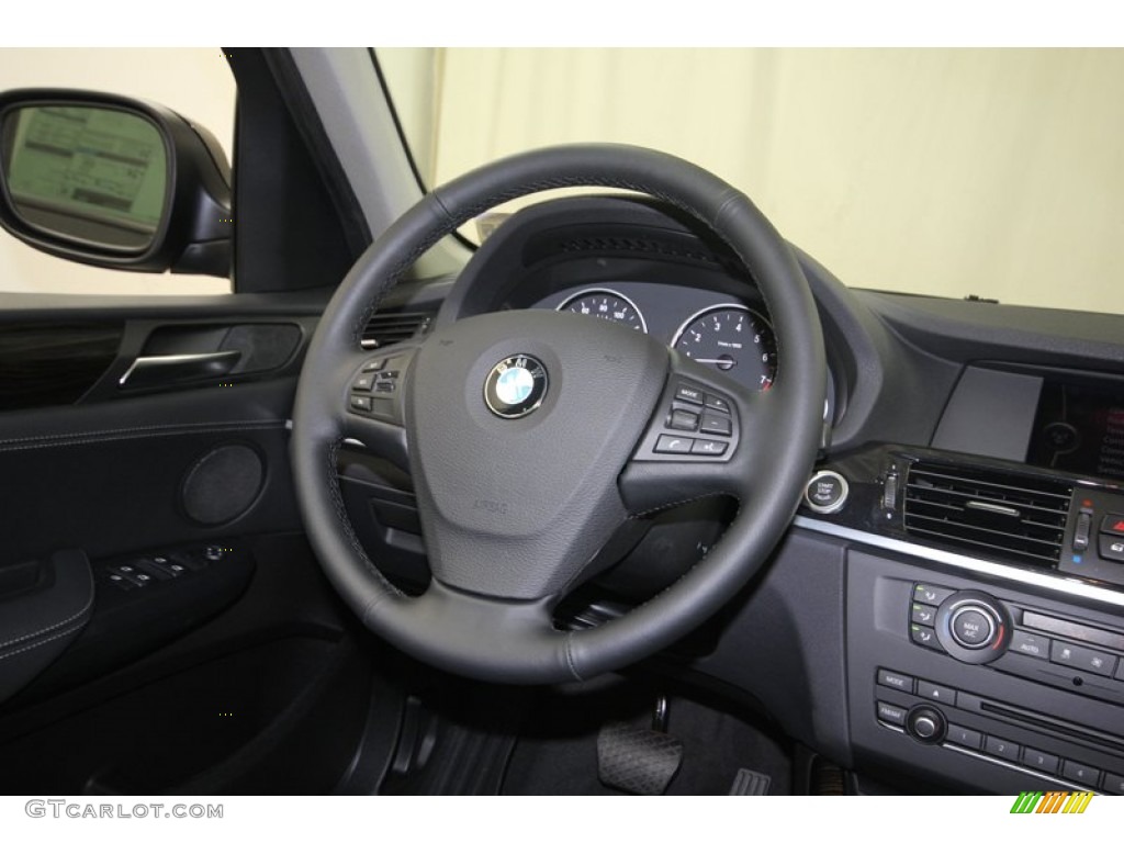 2014 BMW X3 xDrive28i Black Steering Wheel Photo #80716778