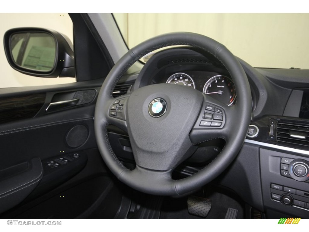 2014 BMW X3 xDrive28i Black Steering Wheel Photo #80717285