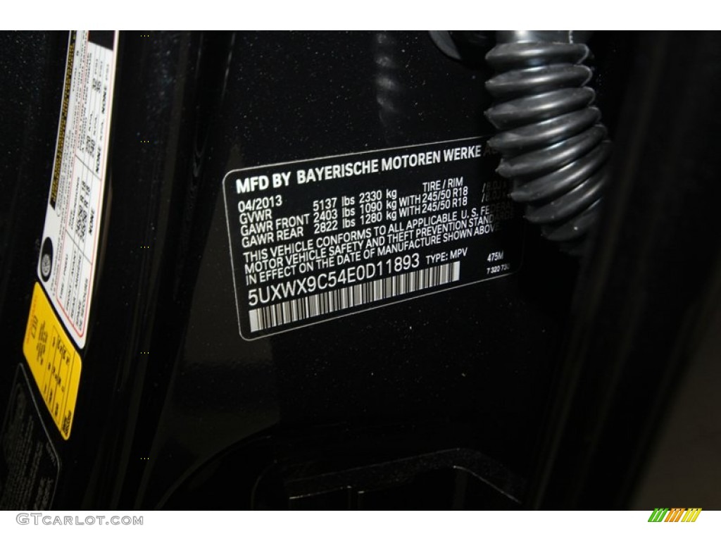2014 X3 Color Code 475 for Black Sapphire Metallic Photo #80717466