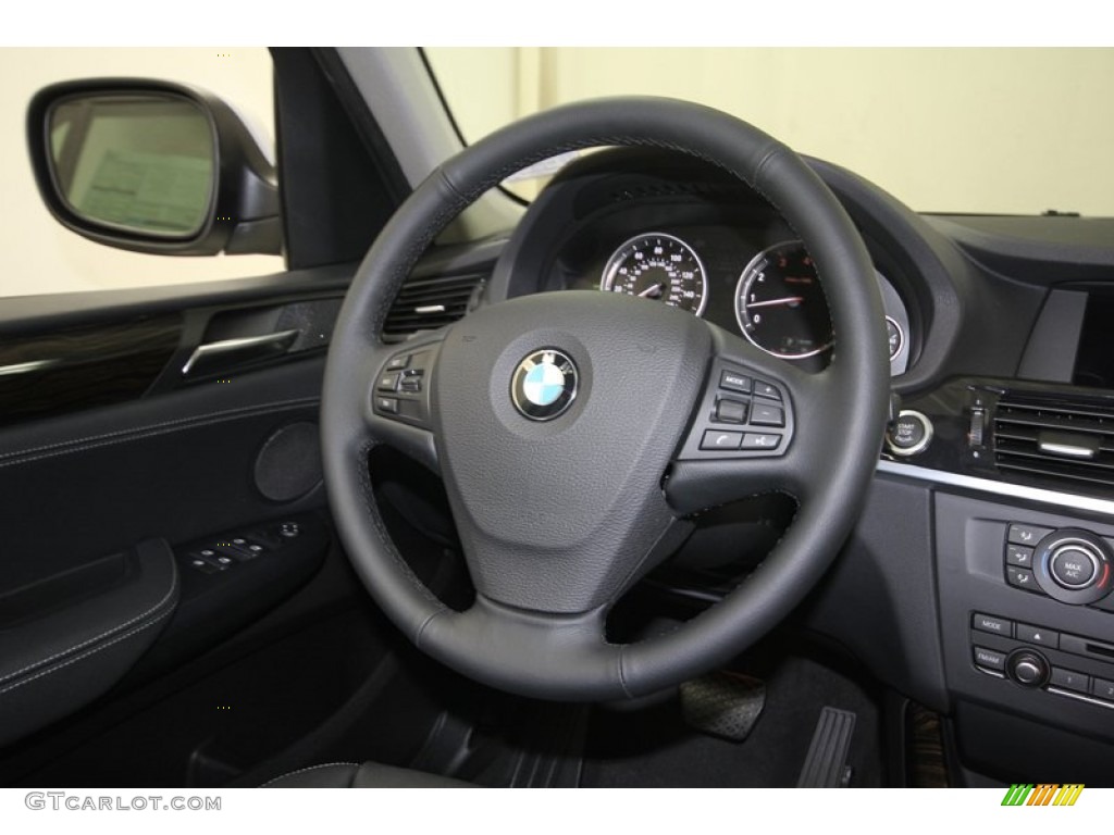2014 BMW X3 xDrive28i Black Steering Wheel Photo #80718297