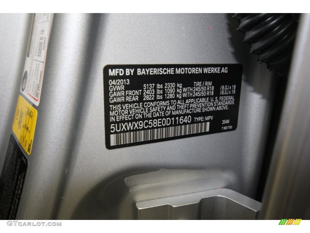 2014 X3 Color Code 354 for Titanium Silver Metallic Photo #80718496