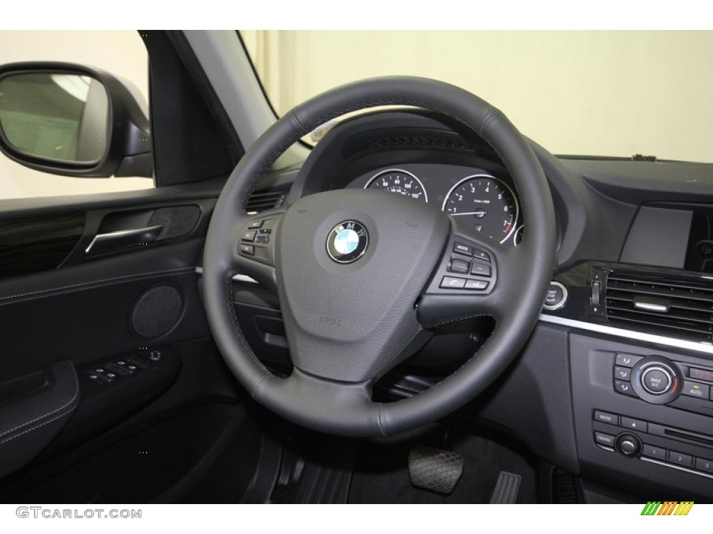2014 BMW X3 xDrive28i Black Steering Wheel Photo #80718739