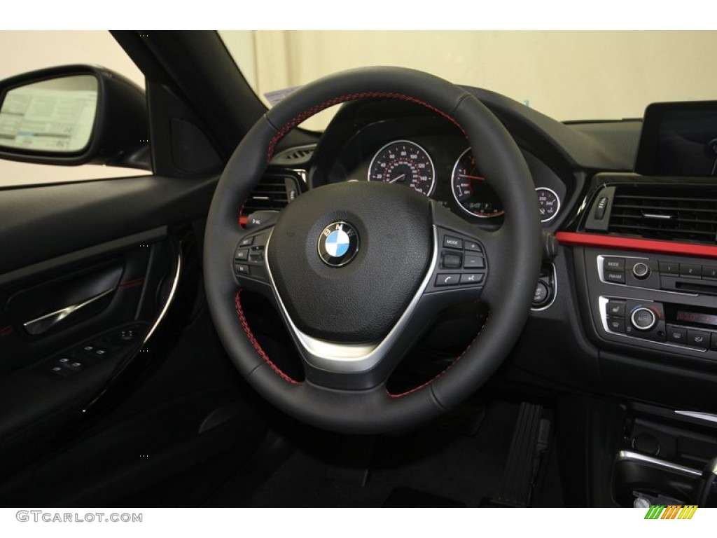 2013 BMW 3 Series 328i Sedan Black Steering Wheel Photo #80721578